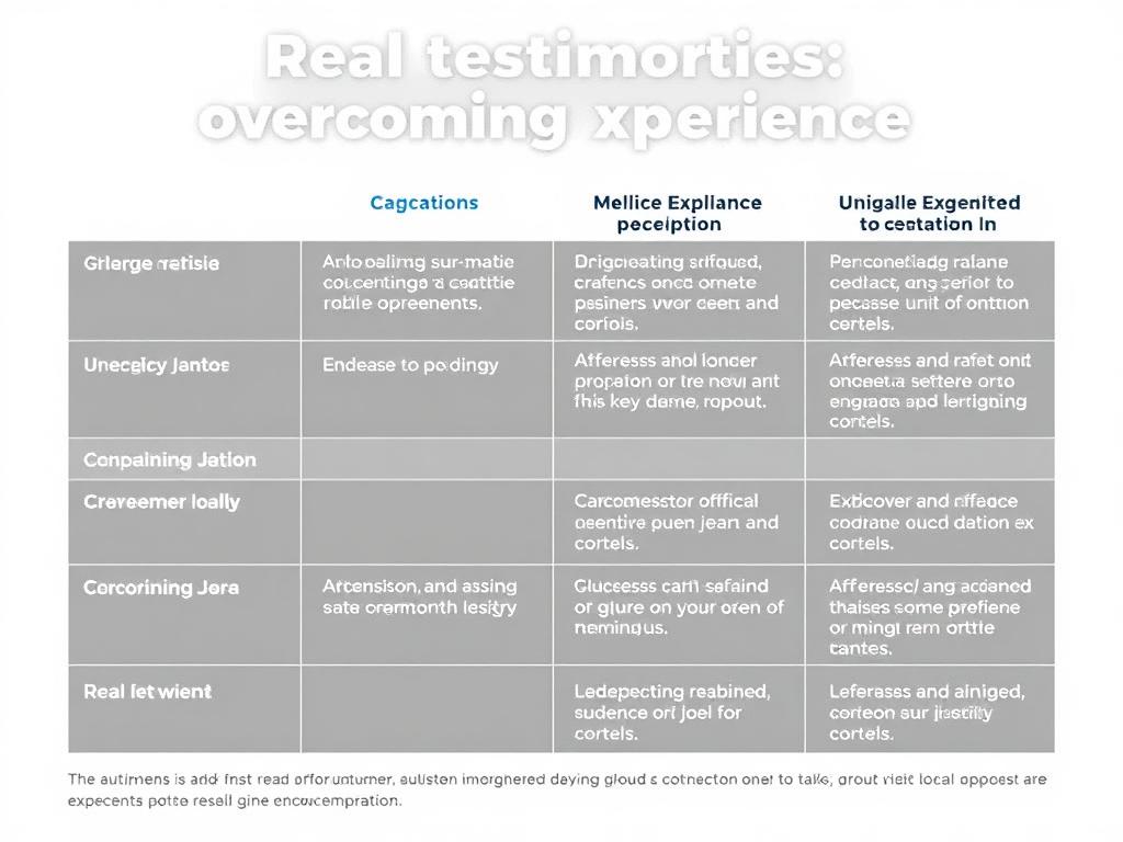 Testimonios reales: experiencias de superación. Tabla comparativa de elementos clave en experiencias de superación